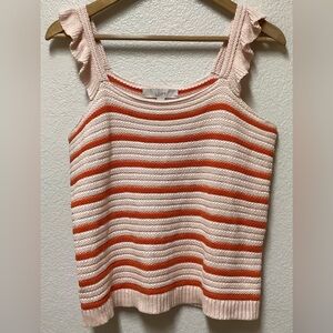 Loft tank top ruffle striped sweater